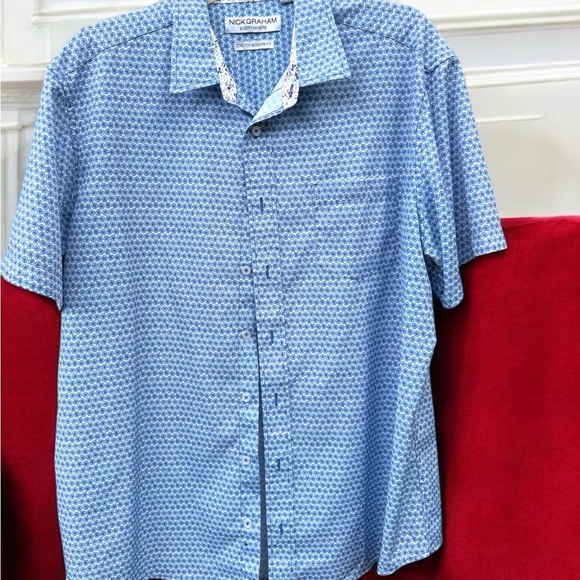 Blue Patterned Men's Shirt - Picture 1 of 3